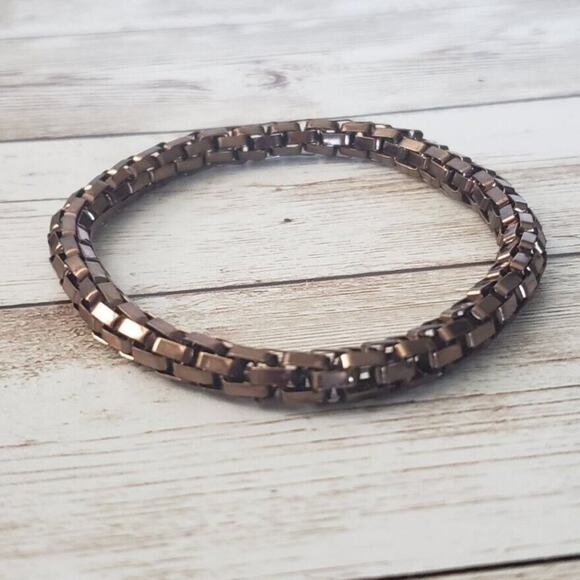 Vintage Bracelet - Unusual Stretch Bracelet - Brown - Tight Link - Picture 1 of 4